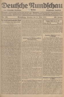 Deutsche Rundschau in Polen : früher Ostdeutsche Rundschau, Bromberger Tageblatt. Jg.46, Nr. 89 (14 Mai 1922) + dod.