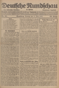 Deutsche Rundschau in Polen : früher Ostdeutsche Rundschau, Bromberger Tageblatt. Jg.46, Nr. 95 (21 Mai 1922) + dod.