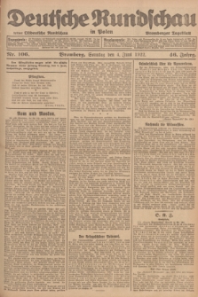 Deutsche Rundschau in Polen : früher Ostdeutsche Rundschau, Bromberger Tageblatt. Jg.46, Nr. 106 (4 Juni 1922) + dod.