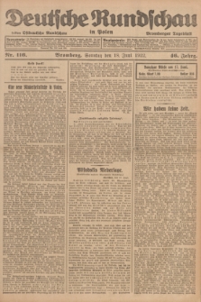 Deutsche Rundschau in Polen : früher Ostdeutsche Rundschau, Bromberger Tageblatt. Jg.46, Nr. 116 (18 Juni 1922) + dod.