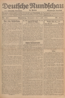 Deutsche Rundschau in Polen : früher Ostdeutsche Rundschau, Bromberger Tageblatt. Jg.46, Nr. 132 (8 Juli 1922) + dod.