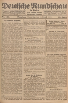 Deutsche Rundschau in Polen : früher Ostdeutsche Rundschau, Bromberger Tageblatt. Jg.46, Nr. 160 (10 August 1922) + dod.