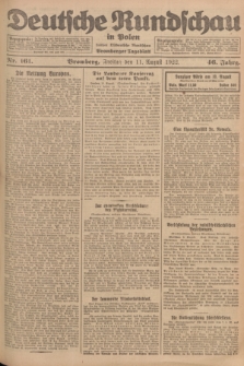 Deutsche Rundschau in Polen : früher Ostdeutsche Rundschau, Bromberger Tageblatt. Jg.46, Nr. 161 (11 August 1922) + dod.