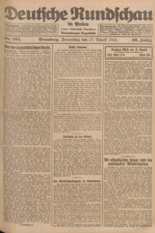 Deutsche Rundschau in Polen : früher Ostdeutsche Rundschau, Bromberger Tageblatt. Jg.46, Nr. 165 (17 August 1922) + dod.