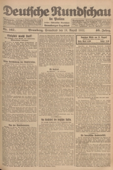 Deutsche Rundschau in Polen : früher Ostdeutsche Rundschau, Bromberger Tageblatt. Jg.46, Nr. 167 (19 August 1922) + dod.