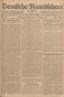 Deutsche Rundschau in Polen : früher Ostdeutsche Rundschau, Bromberger Tageblatt. Jg.46, Nr. 172 (25 August 1922) + dod.