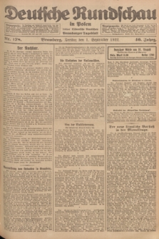 Deutsche Rundschau in Polen : früher Ostdeutsche Rundschau, Bromberger Tageblatt. Jg.46, Nr. 178 (1 September 1922) + dod.