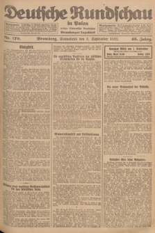 Deutsche Rundschau in Polen : früher Ostdeutsche Rundschau, Bromberger Tageblatt. Jg.46, Nr. 179 (2 September 1922) + dod.