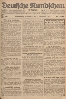 Deutsche Rundschau in Polen : früher Ostdeutsche Rundschau, Bromberger Tageblatt. Jg.46, Nr. 183 (7 September 1922) + dod.