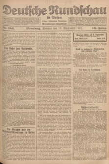 Deutsche Rundschau in Polen : früher Ostdeutsche Rundschau, Bromberger Tageblatt. Jg.46, Nr. 186 (10 September 1922) + dod.