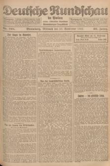 Deutsche Rundschau in Polen : früher Ostdeutsche Rundschau, Bromberger Tageblatt. Jg.46, Nr. 188 (13 September 1922) + dod.