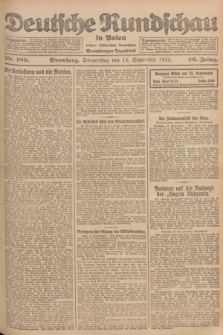 Deutsche Rundschau in Polen : früher Ostdeutsche Rundschau, Bromberger Tageblatt. Jg.46, Nr. 189 (14 September 1922) + dod.