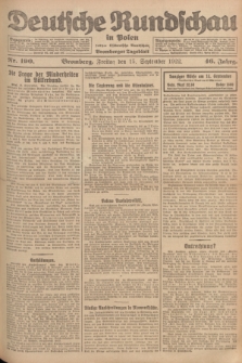 Deutsche Rundschau in Polen : früher Ostdeutsche Rundschau, Bromberger Tageblatt. Jg.46, Nr. 190 (15 September 1922) + dod.