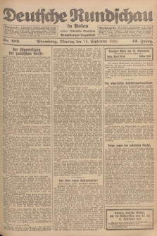 Deutsche Rundschau in Polen : früher Ostdeutsche Rundschau, Bromberger Tageblatt. Jg.46, Nr. 193 (19 September 1922) + dod.