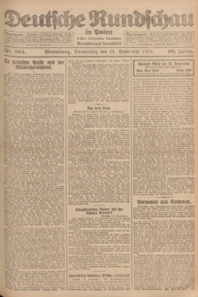 Deutsche Rundschau in Polen : früher Ostdeutsche Rundschau, Bromberger Tageblatt. Jg.46, Nr. 195 (21 September 1922) + dod.