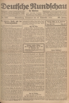 Deutsche Rundschau in Polen : früher Ostdeutsche Rundschau, Bromberger Tageblatt. Jg.46, Nr. 197 (23 September 1922) + dod.