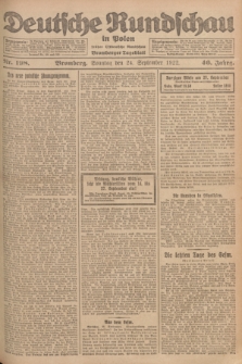 Deutsche Rundschau in Polen : früher Ostdeutsche Rundschau, Bromberger Tageblatt. Jg.46, Nr. 198 (24 September 1922) + dod.