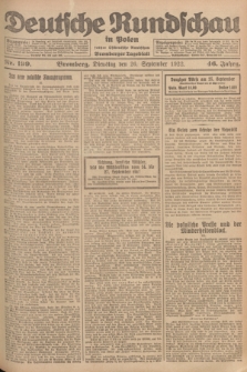 Deutsche Rundschau in Polen : früher Ostdeutsche Rundschau, Bromberger Tageblatt. Jg.46, Nr. 199 (26 September 1922) + dod.