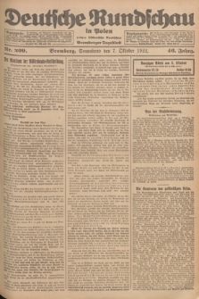 Deutsche Rundschau in Polen : früher Ostdeutsche Rundschau, Bromberger Tageblatt. Jg.46, Nr. 209 (7 Oktober 1922) + dod.