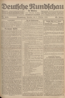 Deutsche Rundschau in Polen : früher Ostdeutsche Rundschau, Bromberger Tageblatt. Jg.46, Nr. 210 (8 Oktober 1922) + dod.