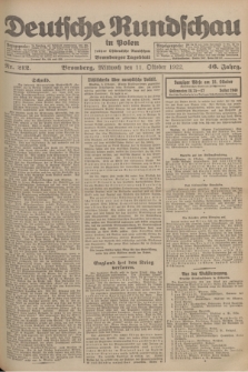 Deutsche Rundschau in Polen : früher Ostdeutsche Rundschau, Bromberger Tageblatt. Jg.46, Nr. 212 (11 Oktober 1922) + dod.