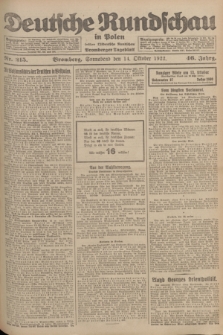 Deutsche Rundschau in Polen : früher Ostdeutsche Rundschau, Bromberger Tageblatt. Jg.46, Nr. 215 (14 Oktober 1922) + dod.