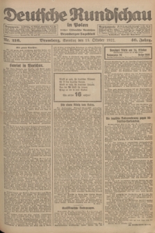 Deutsche Rundschau in Polen : früher Ostdeutsche Rundschau, Bromberger Tageblatt. Jg.46, Nr. 216 (15 Oktober 1922) + dod.