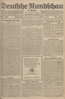 Deutsche Rundschau in Polen : früher Ostdeutsche Rundschau, Bromberger Tageblatt. Jg.46, Nr. 219 (19 Oktober 1922) + dod.