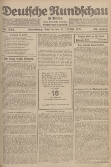Deutsche Rundschau in Polen : früher Ostdeutsche Rundschau, Bromberger Tageblatt. Jg.46, Nr. 222 (22 Oktober 1922) + dod.