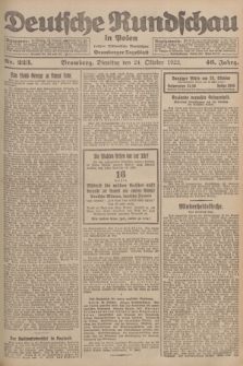 Deutsche Rundschau in Polen : früher Ostdeutsche Rundschau, Bromberger Tageblatt. Jg.46, Nr. 223 (24 Oktober 1922) + dod.