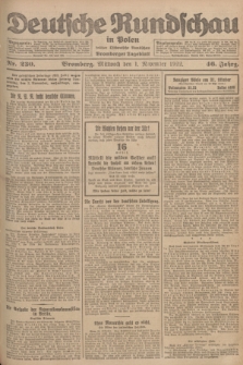 Deutsche Rundschau in Polen : früher Ostdeutsche Rundschau, Bromberger Tageblatt. Jg.46, Nr. 230 (1 November 1922) + dod.