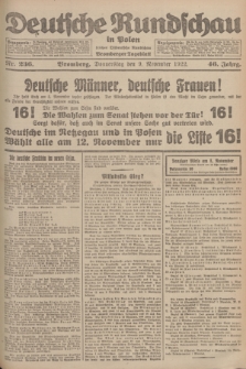 Deutsche Rundschau in Polen : früher Ostdeutsche Rundschau, Bromberger Tageblatt. Jg.46, Nr. 236 (9 November 1922) + dod.