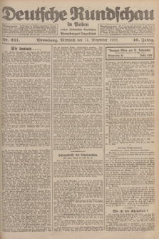 Deutsche Rundschau in Polen : früher Ostdeutsche Rundschau, Bromberger Tageblatt. Jg.46, Nr. 241 (15 November 1922) + dod.