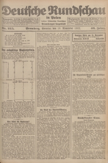 Deutsche Rundschau in Polen : früher Ostdeutsche Rundschau, Bromberger Tageblatt. Jg.46, Nr. 245 (19 November 1922) + dod.