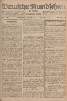 Deutsche Rundschau in Polen : früher Ostdeutsche Rundschau, Bromberger Tageblatt. Jg.46, Nr. 246 (21 November 1922) + dod.