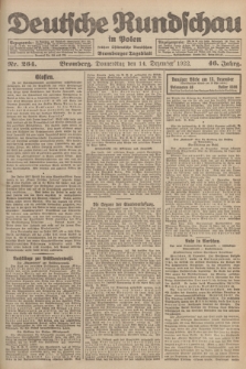 Deutsche Rundschau in Polen : früher Ostdeutsche Rundschau, Bromberger Tageblatt. Jg.46, Nr. 264 (14 Dezember 1922) + dod.