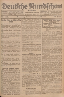 Deutsche Rundschau in Polen : früher Ostdeutsche Rundschau, Bromberger Tageblatt. Jg.47, Nr. 197 (31 August 1923) + dod.