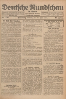 Deutsche Rundschau in Polen : früher Ostdeutsche Rundschau, Bromberger Tageblatt. Jg.48, Nr. 138 (17 Juni 1924) + dod.