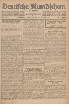 Deutsche Rundschau in Polen : früher Ostdeutsche Rundschau, Bromberger Tageblatt. Jg.48, Nr. 194 (23 August 1924) + dod.