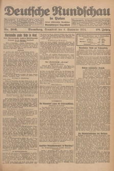 Deutsche Rundschau in Polen : früher Ostdeutsche Rundschau, Bromberger Tageblatt. Jg.48, Nr. 206 (6 September 1924) + dod.