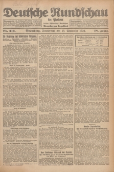 Deutsche Rundschau in Polen : früher Ostdeutsche Rundschau, Bromberger Tageblatt. Jg.48, Nr. 216 (18 September 1924) + dod.