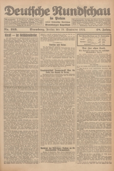 Deutsche Rundschau in Polen : früher Ostdeutsche Rundschau, Bromberger Tageblatt. Jg.48, Nr. 223 (26 September 1924) + dod.