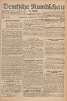 Deutsche Rundschau in Polen : früher Ostdeutsche Rundschau, Bromberger Tageblatt. Jg.48, Nr. 229 (3 Oktober 1924) + dod.