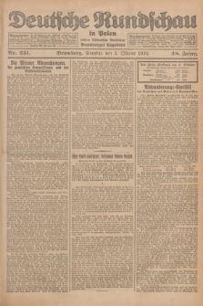 Deutsche Rundschau in Polen : früher Ostdeutsche Rundschau, Bromberger Tageblatt. Jg.48, Nr. 231 (5 Oktober 1924) + dod.