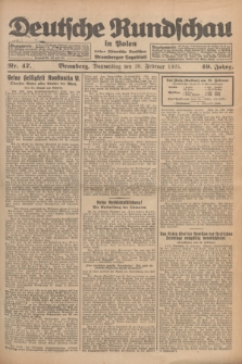 Deutsche Rundschau in Polen : früher Ostdeutsche Rundschau, Bromberger Tageblatt. Jg.49, Nr. 47 (26 Februar 1925) + dod.