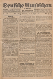 Deutsche Rundschau in Polen : früher Ostdeutsche Rundschau, Bromberger Tageblatt. Jg.49, Nr. 87 (16 April 1925) + dod.