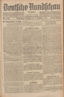 Deutsche Rundschau in Polen : früher Ostdeutsche Rundschau, Bromberger Tageblatt. Jg.50, Nr. 216 (21 September 1926) = Jg.33 + dod.