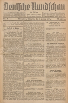 Deutsche Rundschau in Polen : früher Ostdeutsche Rundschau, Bromberger Tageblatt. Jg.51, Nr. 4 (6 Januar 1927) + dod.