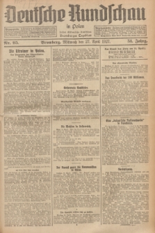 Deutsche Rundschau in Polen : früher Ostdeutsche Rundschau, Bromberger Tageblatt. Jg.51, Nr. 95 (27 April 1927) + dod.