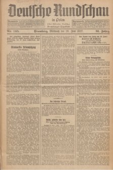 Deutsche Rundschau in Polen : früher Ostdeutsche Rundschau, Bromberger Tageblatt. Jg.51, Nr. 145 (29 Juni 1927) + dod.